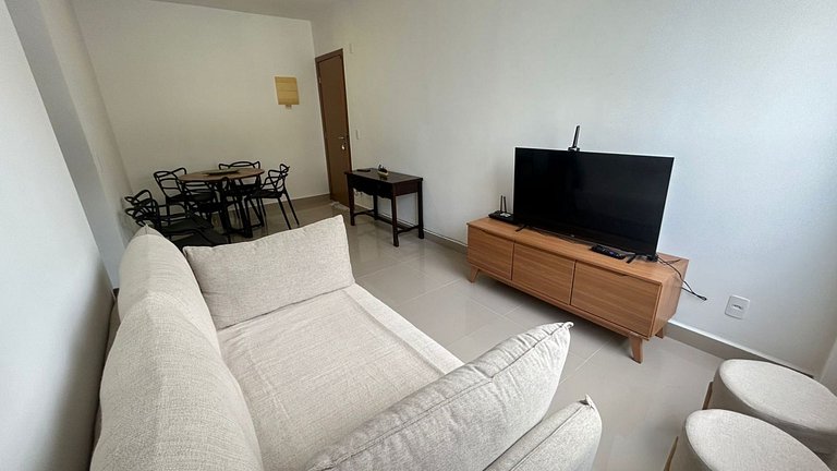 Flat, Ar, Piscina, Academia próximo as Praias,.vista por sol