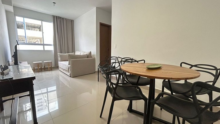 Flat, Ar, Piscina, Academia próximo as Praias,.vista por sol