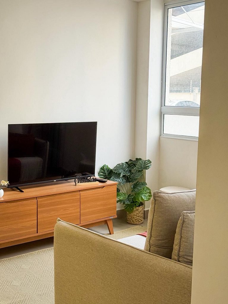 Flat, Ar, Piscina, Academia próximo as Praias,.vista por sol