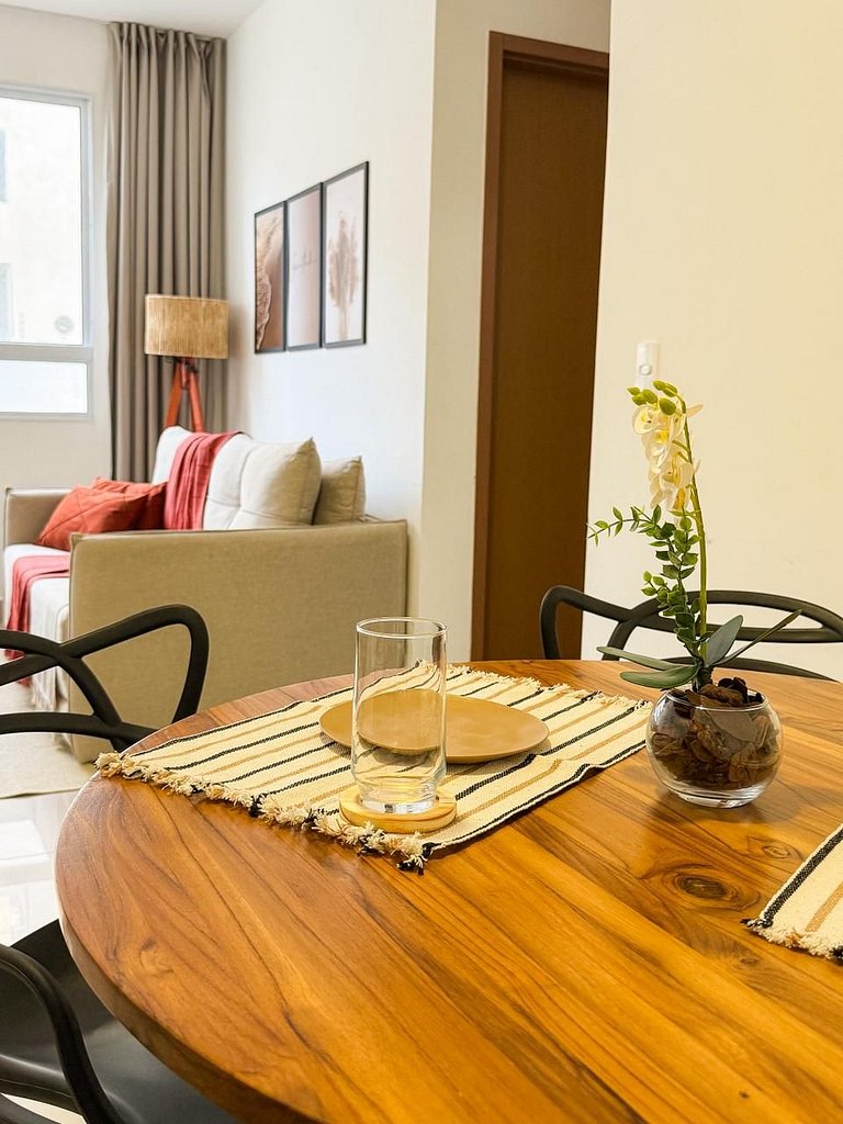 Flat, Ar, Piscina, Academia próximo as Praias,.vista por sol