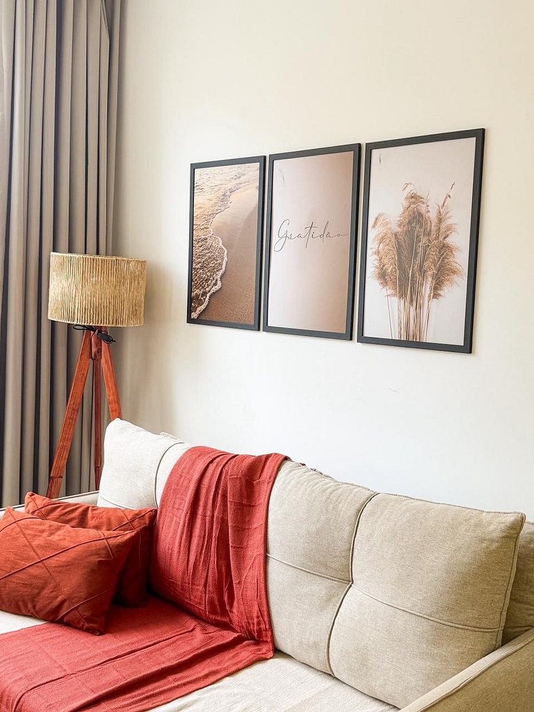 Flat, Ar, Piscina, Academia próximo as Praias,.vista por sol